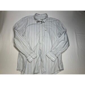 Lacoste Striped Button Down‎ Shirt Long Sleeve Dress Shirt Pocket Size 44 M/L